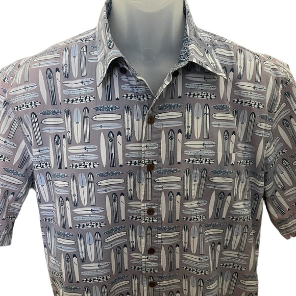 REYN SPOONER Surfboard Surf Aloha Hawaiian Collared Shirt Men L Large - Picture 2 of 5